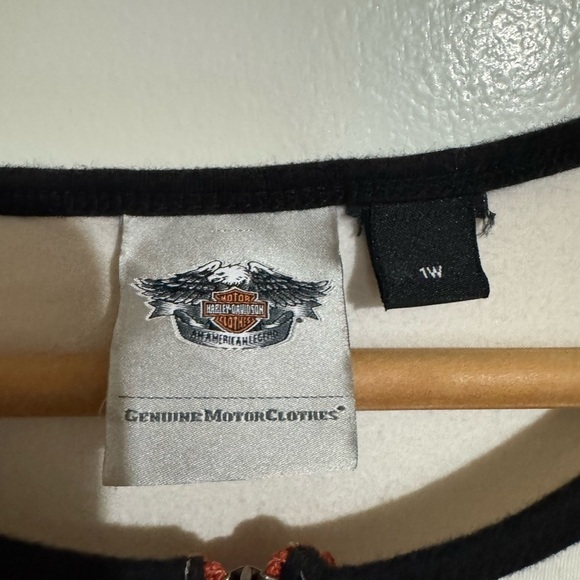 Harley-Davidson Motorcycle shirt Orange and Cream Tee 1W half zip - Picture 2 of 8